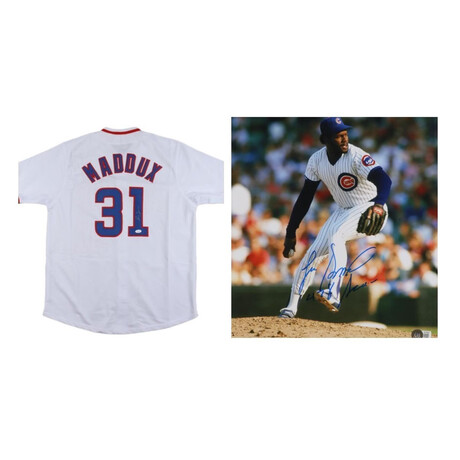 Greg Maddux Signed Cubs Jersey (JSA) ,Lee Smith Signed Cubs 11x14 Photo Inscribed "428 Saves" (Beckett)