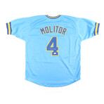 Paul Molitor Signed Brewer Jersey (JSA), Paul Molitor Signed Brewers 11x14 Photo Inscribed "HOF 2004" (Beckett), ,Paul Molitor Signed Blue Jays Full-Size Batting Helmet (Schwartz)