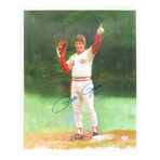 Pete Rose Signed Reds Jersey (JSA), Pete Rose Signed Expos 8x10 Photo (JSA), ,Pete Rose & Wang Haiyan Signed LE Reds Giclee on Canvas (PSA)