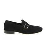 Leather Suede Strap Loafers // Black (Euro: 43)