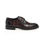 Leather Buckled Crocodile Pattern Loafers // Burgundy (Euro: 40)