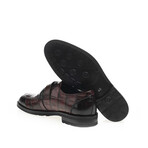 Leather Buckled Crocodile Pattern Loafers // Burgundy (Euro: 41)
