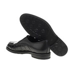 Leather Double Monk Strap Crocodile Pattern Loafers // Black (Euro: 44)