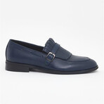 Leather Fringed Loafers // Navy Blue (Euro: 45)