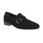 Leather Suede Strap Loafers // Black (Euro: 43)