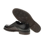 Leather Double Monk Strap Crocodile Pattern Loafers // Brown (Euro: 39)