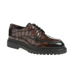 Crocodile Embossed Leather Oxfords // Brown (Euro: 41)