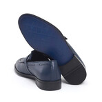 Leather Fringed Loafers // Navy Blue (Euro: 39)