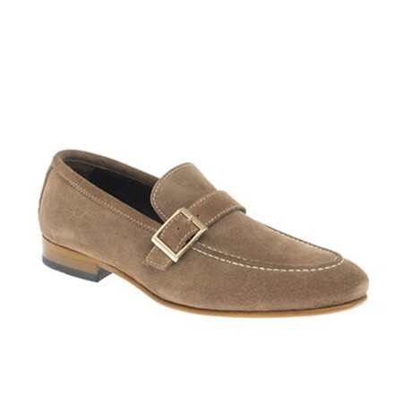 Leather Suede Strap Loafers // Beige (Euro: 39)