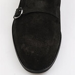 Leather Suede Double Monk Strap Brogue Loafers // Black (Euro: 43)