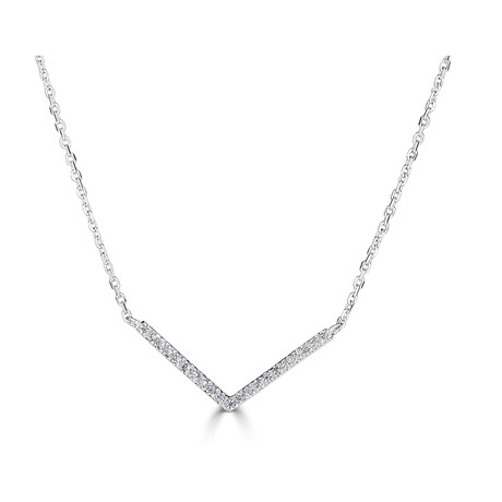 14K White Gold 0.08 ctw Natural Diamonds Necklace - 16-18" Adjustable Chain