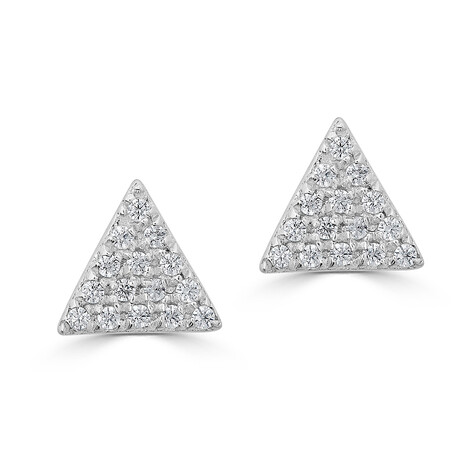 14K White Gold 0.10 ctw Natural Diamonds Triangle Stud Earrings