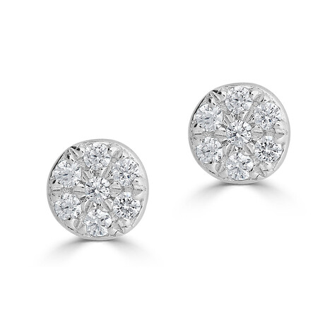 14K White Gold 0.06 ctw Natural Diamonds Circle Stud Earrings