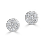 14K White Gold 0.06 ctw Natural Diamonds Circle Stud Earrings