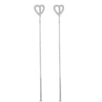14K White Gold 0.10 ctw Natural Diamond Heart Threader Earrings