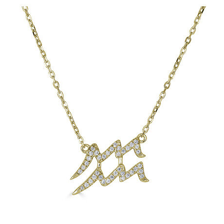 14K Yellow Gold 0.12 ctw Natural Diamonds Aquarius Necklace - 16-18" Adjustable Chain