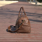 Genuine Leather Gym Bag With Shoe Storage // Chestnut