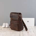Vintage Look Leather Backpack // Dark Brown