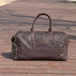 Genuine Leather Gym Bag With Shoe Storage // Taupe Brown