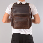 Vintage Look Leather Backpack//Dark Brown