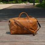 Classic Traveller Genuine Leather Holdall // Light Brown