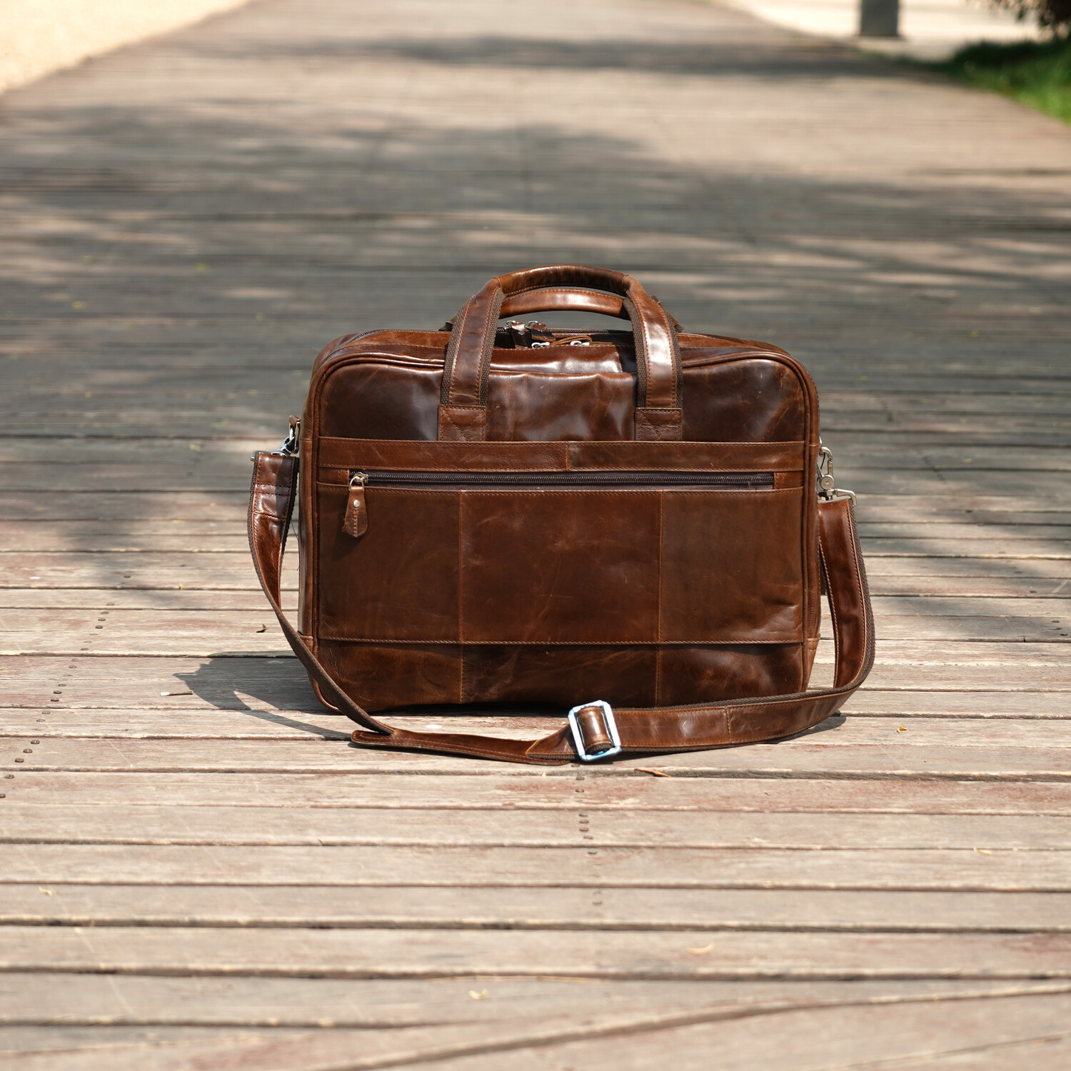 Genuine Leather Briefcase With Luggage Strap - Touri - Touch of Modern