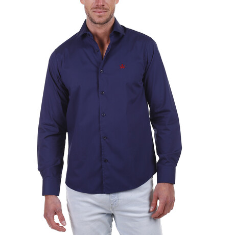 Solid Button Up // Navy Blue (S)