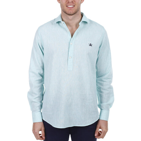 Quarter Button Up // Turquoise (S)