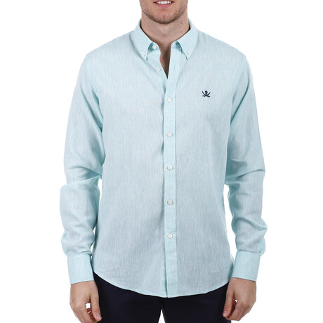 Solid Button Up // Turquoise Melange (S)