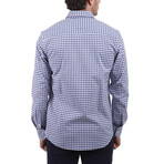 Gingham Pattern Button Up // Navy Blue + White (S)