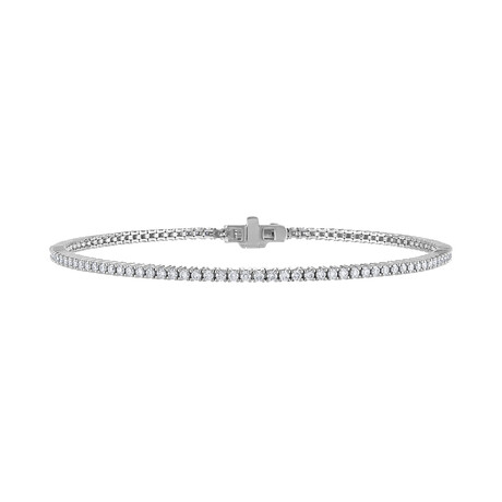 14k White Gold Diamond Tennis Bracelet V // 7" // New