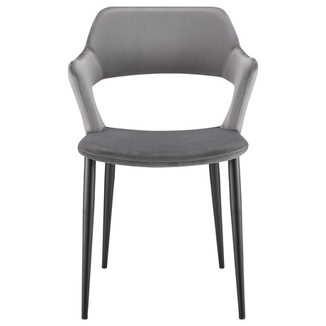 Vidar Side Chair in Gray Velvet with Black Steel Legs 