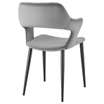 Vidar Side Chair in Gray Velvet with Black Steel Legs  // Set of 1