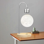 Floating 3D Moon Lamp with 15W Wireless Phone Charger // Silver