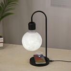 Floating 3D Moon Lamp with 15W Wireless Phone Charger // Black