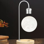 Floating 3D Moon Lamp with 15W Wireless Phone Charger // Silver