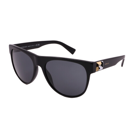 Mens Versace VE4346 GB1/87 Square Sunglasses // Black Gold + Dark Grey