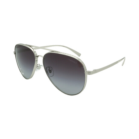 Mens Versace VE2217 10008G Aviator Sunglasses // Silver + Dark Grey