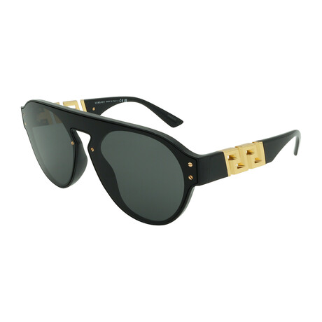 Mens Versace VE4420 GB1/87 Aviator Sunglasses // Black Gold + Dark Grey
