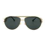 Mens Versace VE2249 100287 Aviator Sunglasses // Gold + Dark Grey