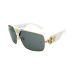 Mens Versace VE2207Q 134187 Aviator Sunglasses // Gold + Dark Gray