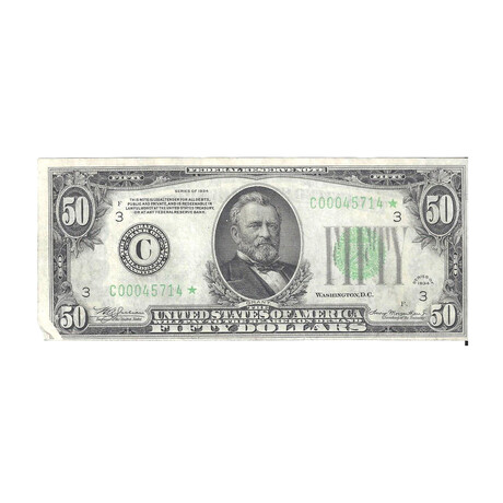 1934 STAR $ 50 Federal Reserve ERROR # 714*