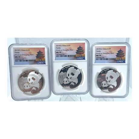 2019 Panda set of 3 coins from Shanghai, Shenyang, and Shenzhen