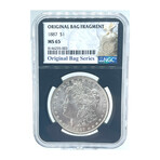 1887 P Morgan Dollar Bag Fragment NGC MS 65 #003