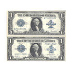 1923 $ 1 Silver Certificates Changeover Pair # 392 - 393