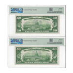 1934 A 4 50 Federal Reserve Boston 2 consecutive PMG 66  # 210 and # 211
