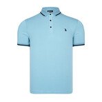 Tipped Polo // Cyan (S)