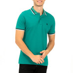 Tipped Polo // Light Green + White + Black (S)