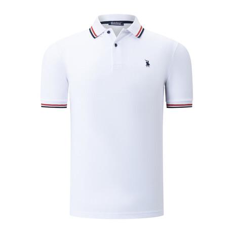 Tipped Polo // White + Black + Red (S)