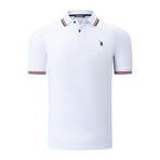 Tipped Polo // White + Black + Red (XL)